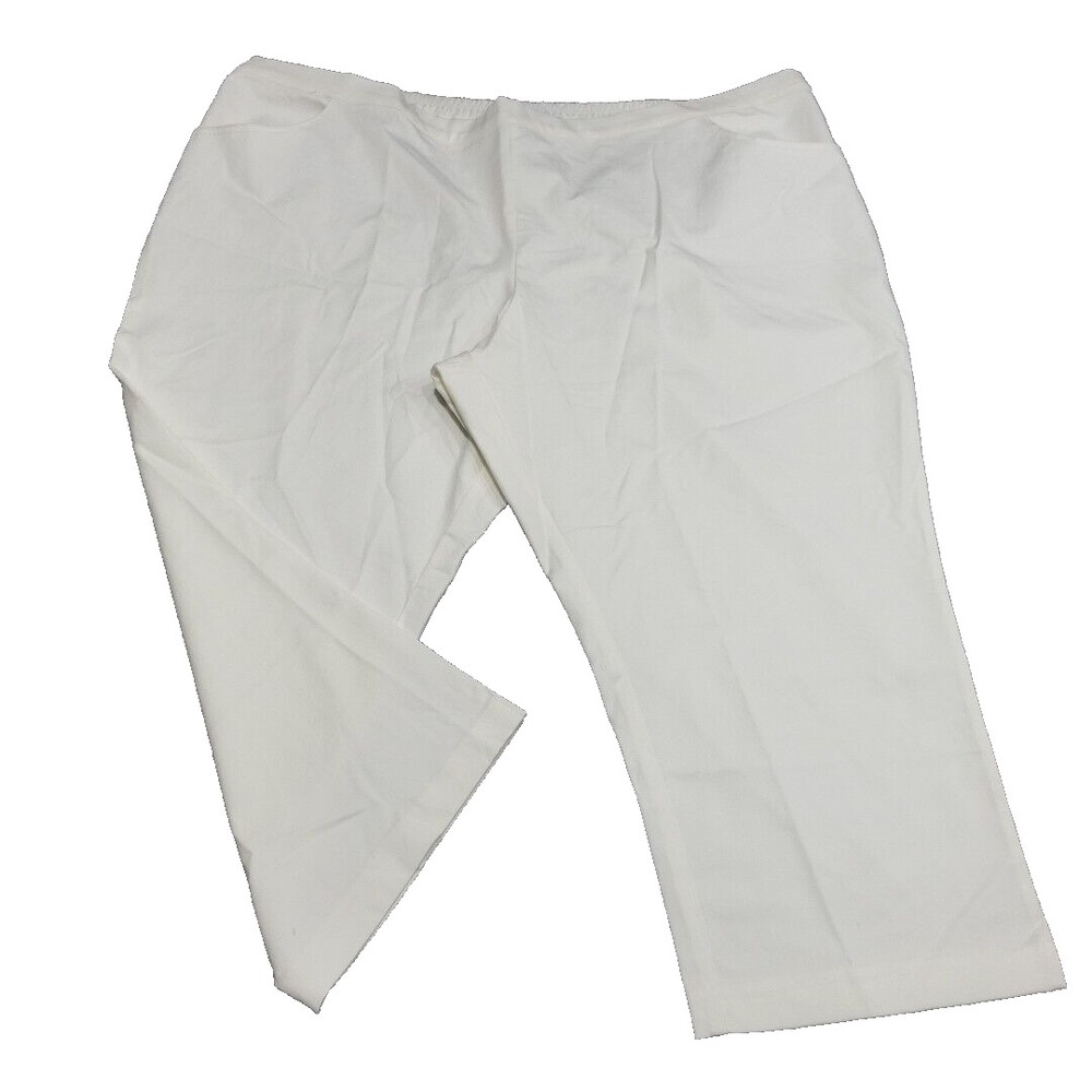 Isaac Mizrahi Live Women's Crop Pants Petite 28WP Plus Sz White w Pockets